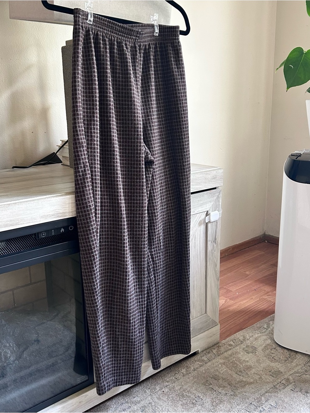 Vintage Brown Checked Straight-Leg Trousers - Picture 2 of 5